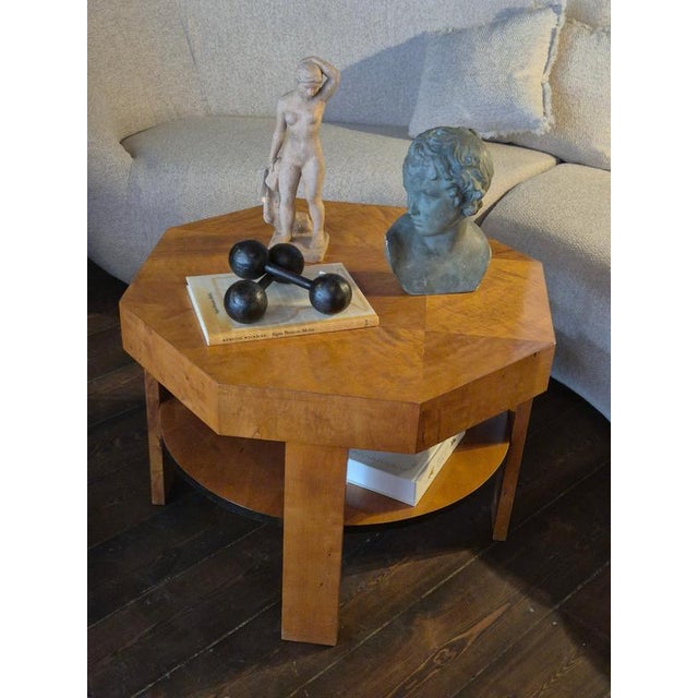 Finnish Modern Art Deco Octagonal 2-Tier Coffee Table, 1930s For Sale - Image 3 of 11