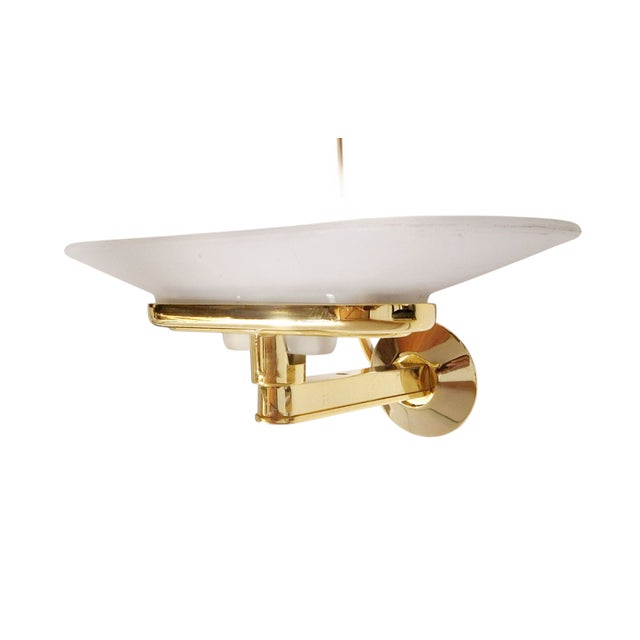 Modern Jill Wall Sconce in Polished Brass and Opaline Glass from Arteluce, Italy, 1970s For Sale - Image 3 of 17