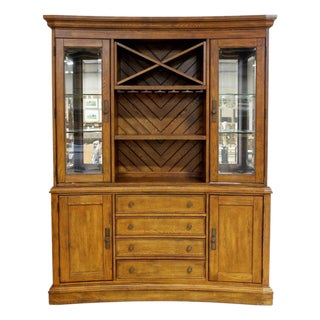 Late 20th Century Klaussner Medium Oak Curved Front China Cabinet For Sale