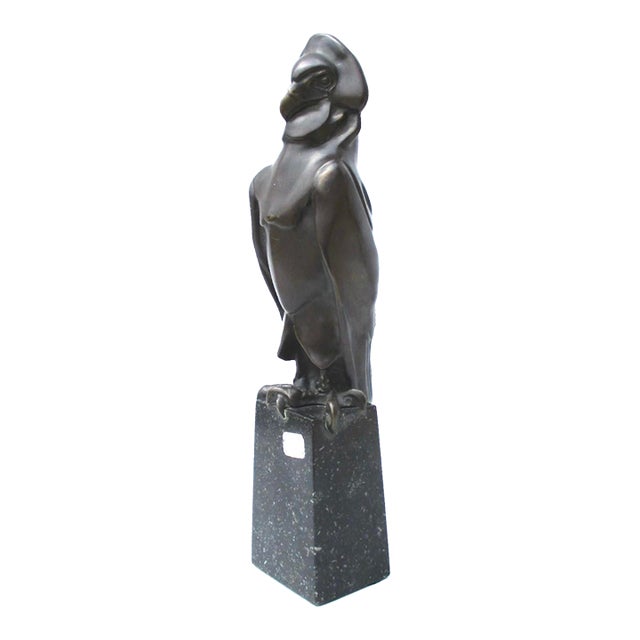 Art Deco Hunting Bird Sculpture on Porphyry Plinth For Sale