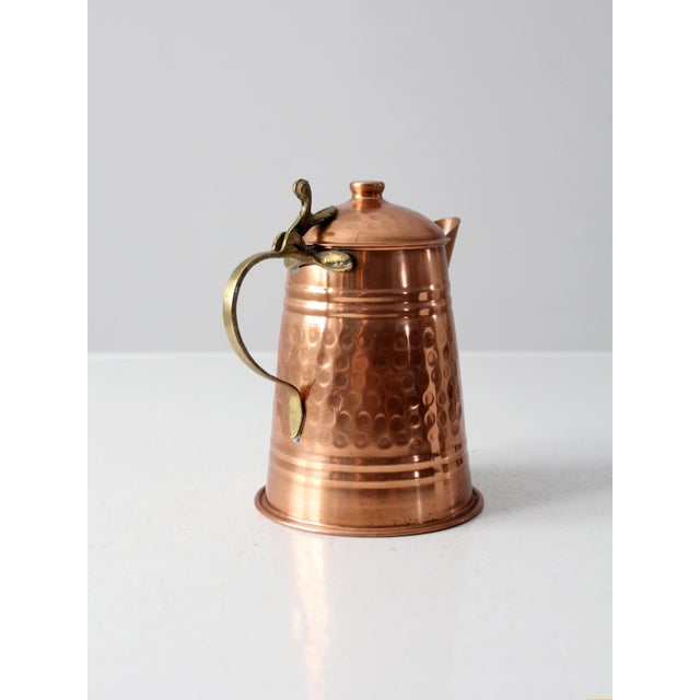 Vintage Hammered Copper Teapot With Brass Handle For Sale - Image 13 of 14