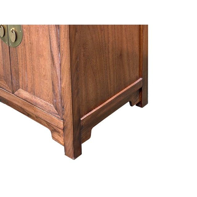 Oriental Simple Natural Wood Brown Drawer End Table Nightstand For Sale - Image 14 of 16