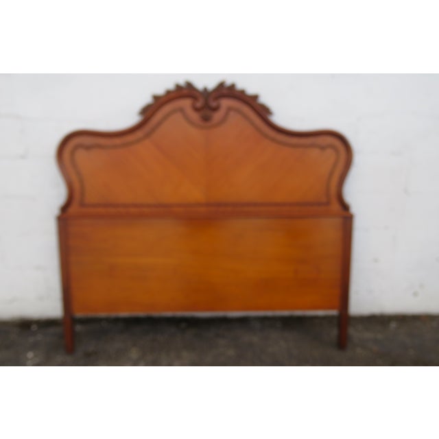 French Johnson Furniture Carved Inlay Full Size Bed 6236 For Sale - Image 4 of 17