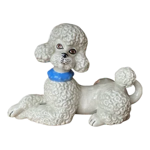 1950s Staffordshire Style Hand Painted Ceramic French Poodle Statue