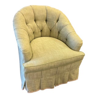 Green Tufted Club Chair For Sale