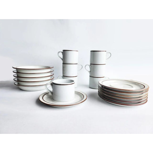 Mid-Century Modern Vintage Dansk Bistro Christianshavn Brown Cups, Saucers, Rimmed Bowls, 19 Pieces For Sale - Image 3 of 11