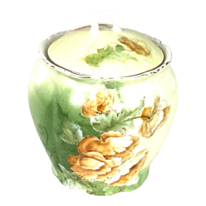 Porzellanfabrik Tettau,Germany-Hand Painted, Embossed, Porcelain, Biscuit Jar Circa – 1880 to 1920