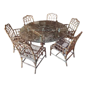 1970s McGuire Cathedral Style Dining Set of 8