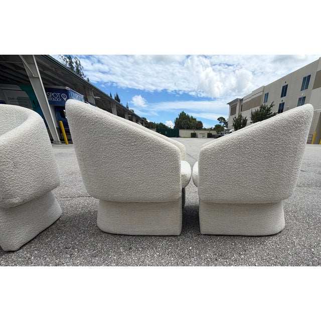 Set of 4 Lievo Noah Cream Boucle' Mid-Century Modern Armchairs For Sale - Image 4 of 10