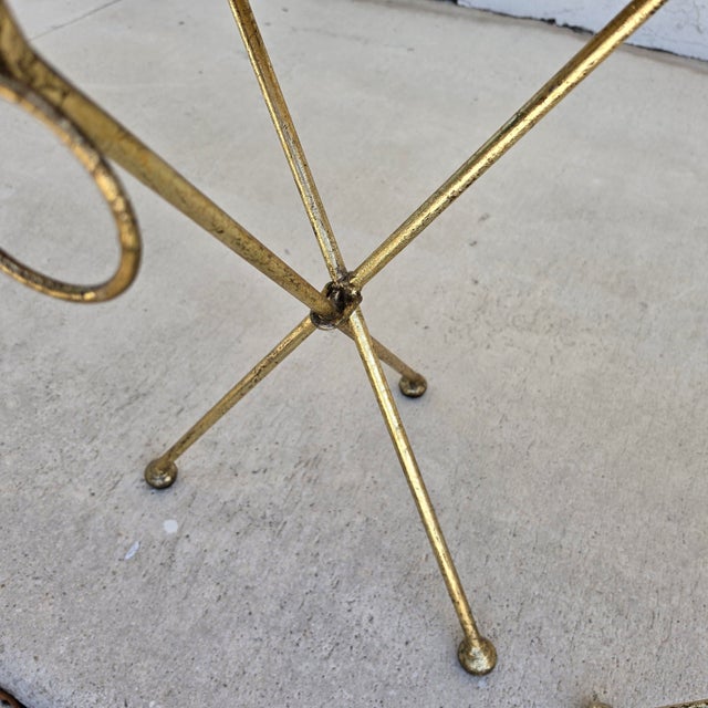 Italian Gold Gilt Folding Mosaic Side Drink Tables 1960s Pair For Sale - Image 14 of 16