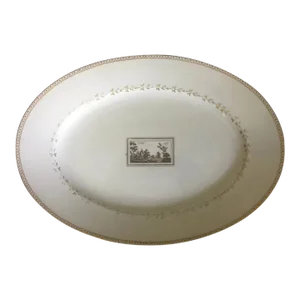 Large Richard Ginori Porcelain Oval Serving Platter in the Pittoria or Fiesole Pattern With Sepia Landscape Italy