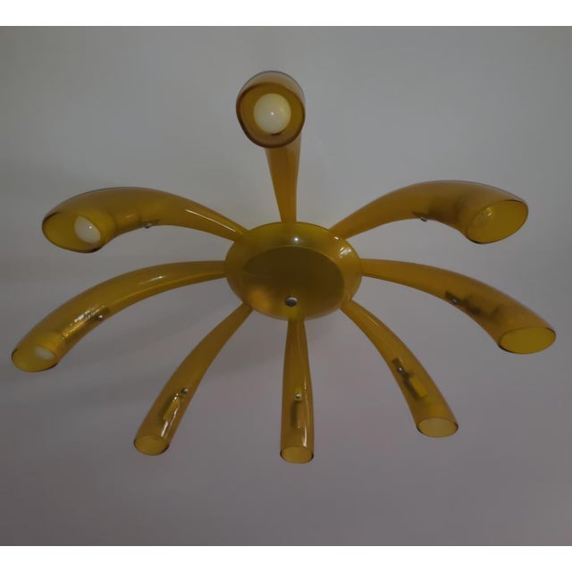 Late 20th Century Late 20th Century Amber Murano “Medusa” Glass Flush-Mount Ceiling Light - With 8 Organic Arms, Italy 1970s–1990s. For Sale - Image 5 of 5