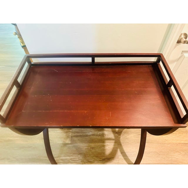 2000 - 2009 Barbara Barry for Baker Style Mahogany Drinks Tray Table For Sale - Image 5 of 6