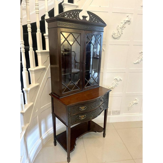 Brown Victorian Carved Mahogany Display Cabinet, 1880s For Sale - Image 8 of 14