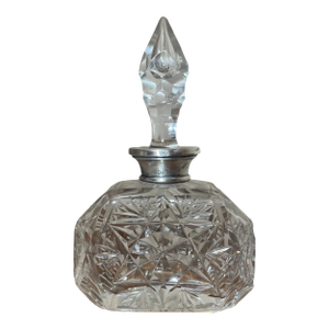 Antique Wolfsky & Co Sterling Silver Cut Crystal Scent Cologne Perfume Bottle