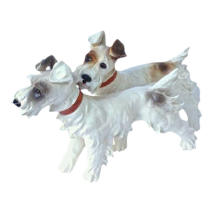 Vintage Signed Italian Ceramic Dogs Figurine