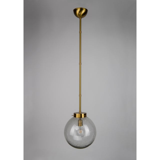 Contemporary Satin Brass and Clear Bubbled Hand Crafted Glass Pendant by ZAVADSKI, 2020 For Sale - Image 3 of 3