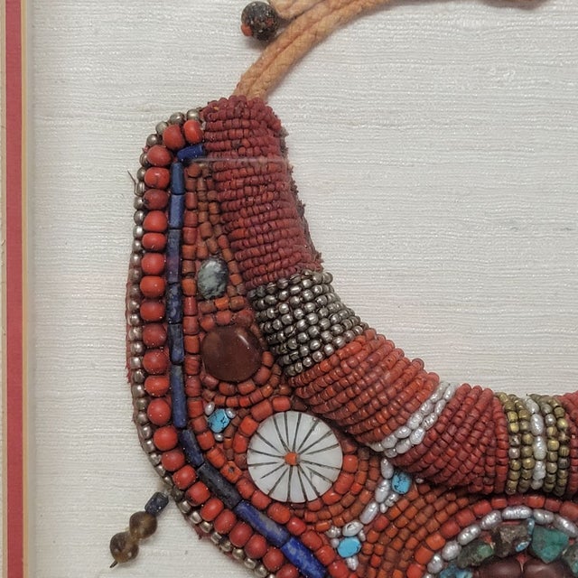 Framed Tibetan Ladakh Coral Turquoise and Pearl Necklace For Sale In Raleigh - Image 6 of 11