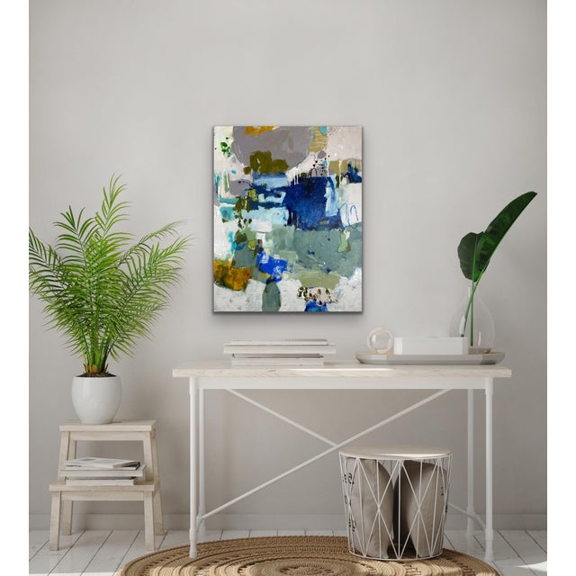 Lots of texture! Acrylic, gouache, charcoal, and ink on gallery wrapped canvas. Satin polymer varnish finish for UV...