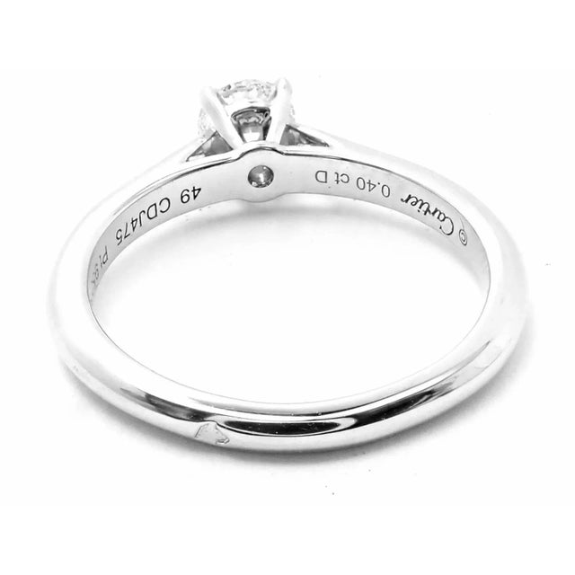 Cartier Platinum .40ct VVS1/G Diamond Solitaire Engagement Ring, size 4.75 For Sale - Image 10 of 12
