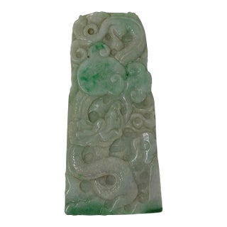 Natural Stone Dragon Motif Carving Display Plaque Art For Sale