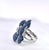 2010s Huge Sapphire Diamond Flower Ring 18k, Size 5.5 For Sale - Image 5 of 11