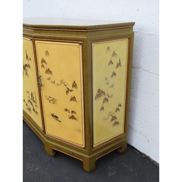Hollywood Regency Chinoiserie Painted Buffet Sideboard Storage Cabinet 6624 For Sale - Image 15 of 18