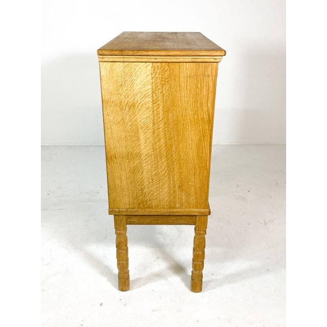 1970s Danish Oak & Glass Cabinet Henning Kjaernulf Style For Sale - Image 10 of 11