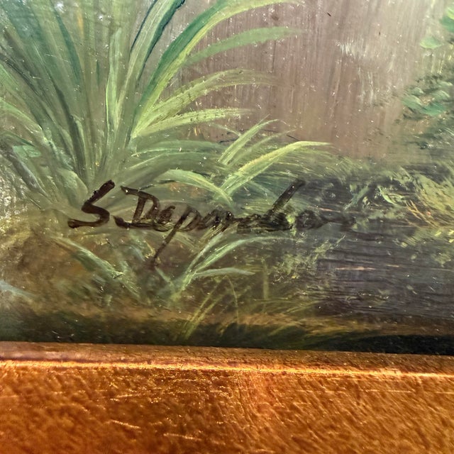 Vintage European Style Gilt Frame Figural Painting Signed S. Depardieu For Sale In Raleigh - Image 6 of 6