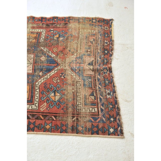 Tribal Antique Turkish Tribal Geometric Distressed Rug, 3.7 x 6.6 For Sale - Image 3 of 11