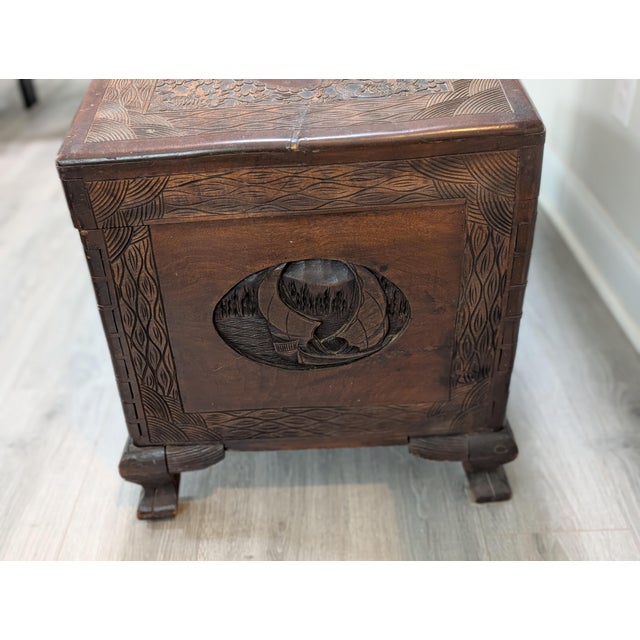 Chinese Early 20th Century Chinese Carved Camphor Wood Blanket Chest/Trunk For Sale - Image 3 of 9