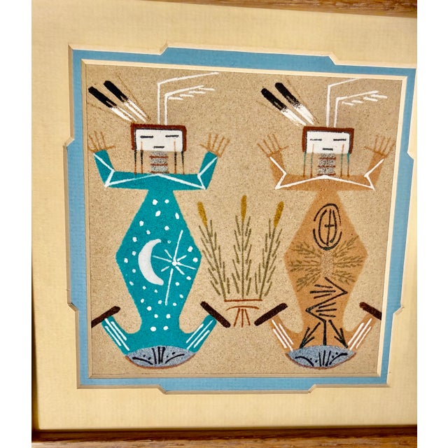 Late 20th Century Signed Navajo Sand Paintings - Set of 2 For Sale - Image 12 of 12