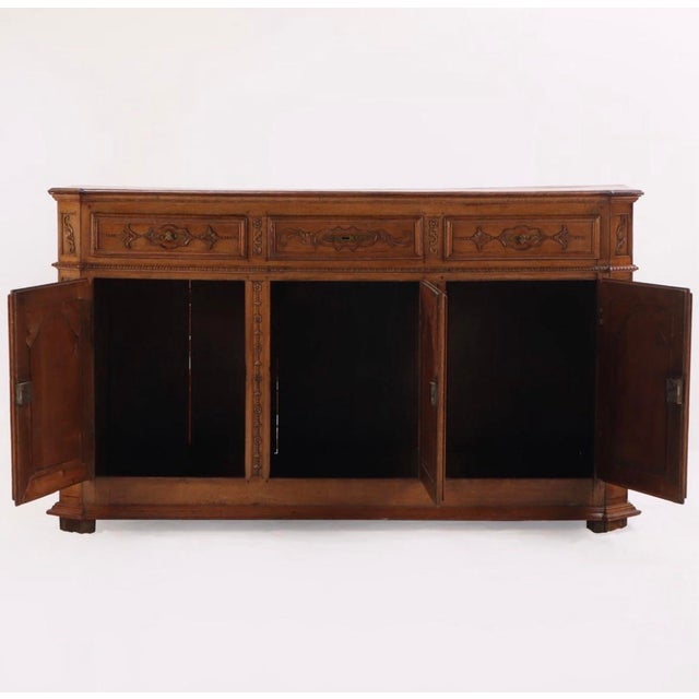 Mammoth 18th Century Oak Buffet- Beautiful Carved Details For Sale - Image 4 of 12