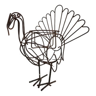 Folk Art Wire Turkey Planter For Sale