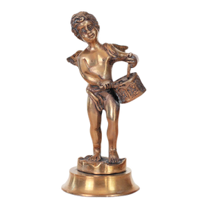 Vintage Solid Brass Angel Cherub Drummer Figurine
