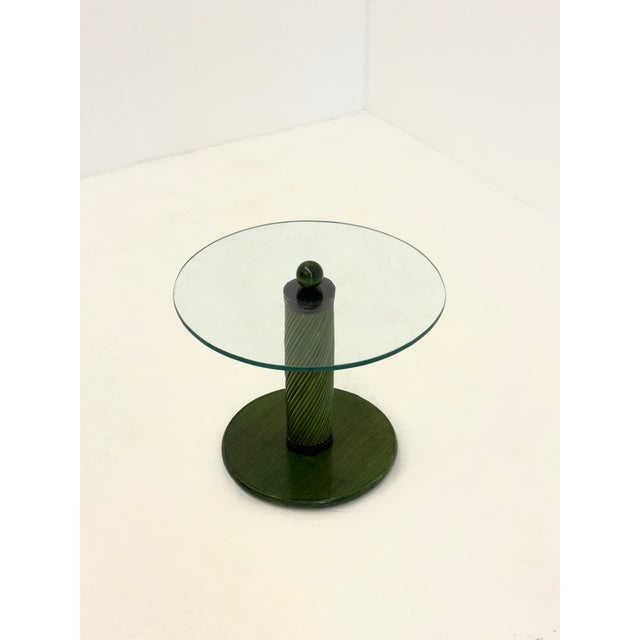 Wood Italian Side Table with Bamboo Base and Glass Top, 1970s For Sale - Image 7 of 9