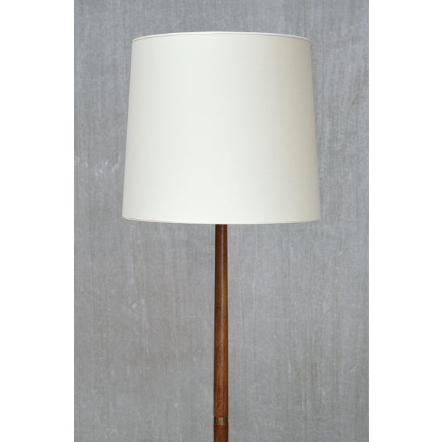 Brown Mid-Century Modern Teak and Brass Tripod Floor Lamp from Nybro Armatur Fabrik, Sweden, 1960s For Sale - Image 8 of 9