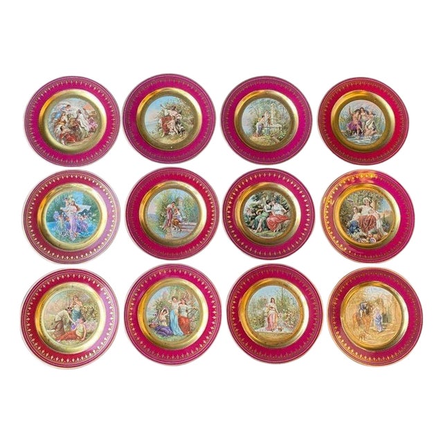 Set of Twelve Late 19th Century Royal Vienna Plates For Sale