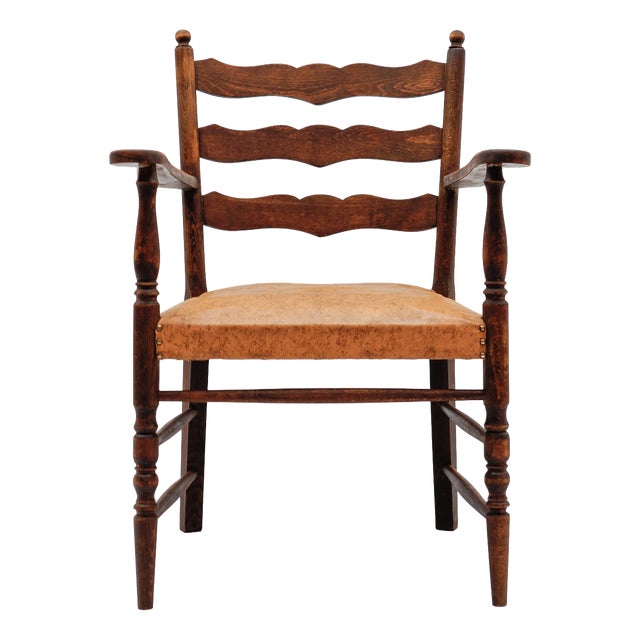 Mid-Century Modern Hand-Carved Wooden Armchair, 1950s For Sale