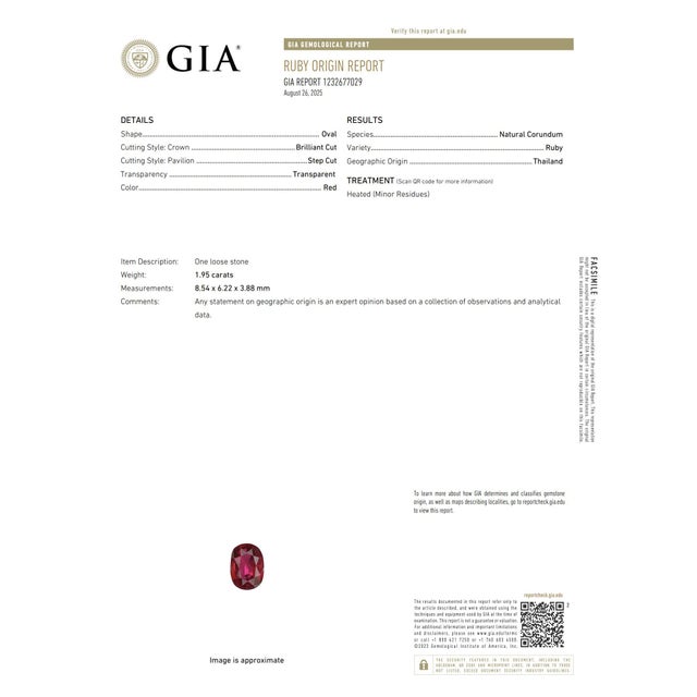 Metal Mid 20th Century Gia 1.95 Carat Oval Cut Ruby Diamond Platinum Ring, Size 6.25 For Sale - Image 7 of 7
