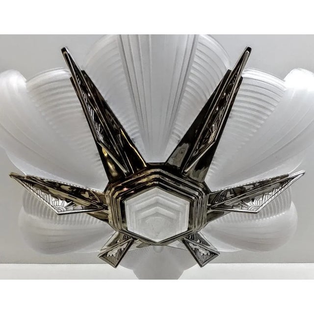 Art Deco French Art Deco Pendant Chandelier by Petitot For Sale - Image 3 of 9