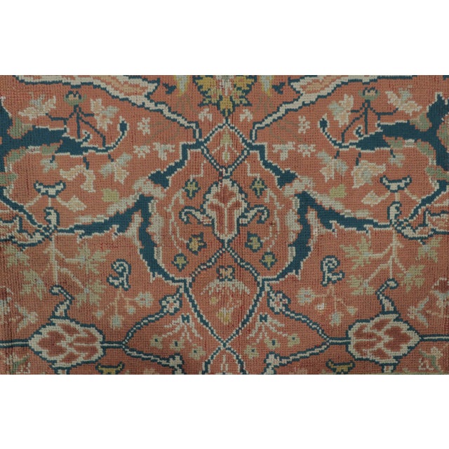 Traditional Vintage European Rug in Orange, Blue and Ivory Geometric Pattern - Rug & Kilim For Sale - Image 3 of 7