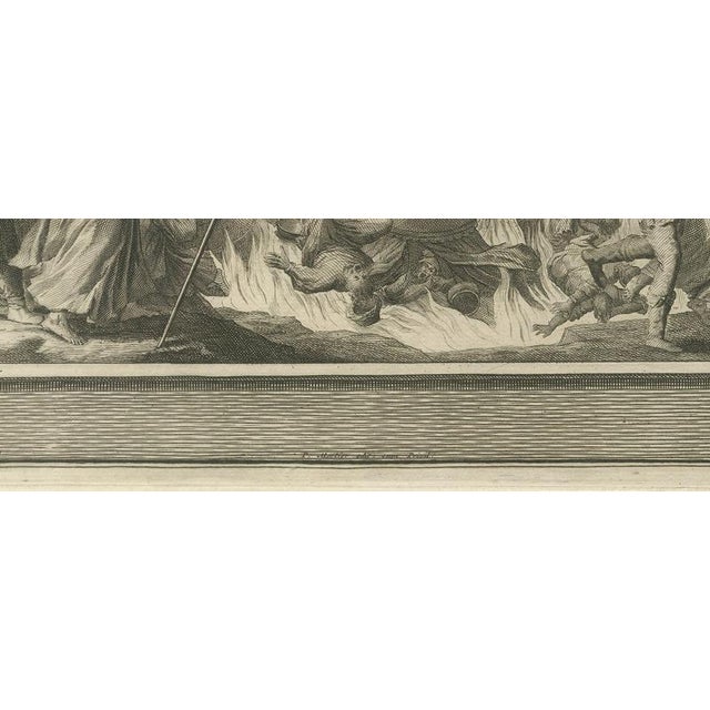 18th Century Pieter Mortier, Sabbath Breaker Stoned and Korah, Dathan and Abiram, 1700, Engraving For Sale - Image 5 of 12