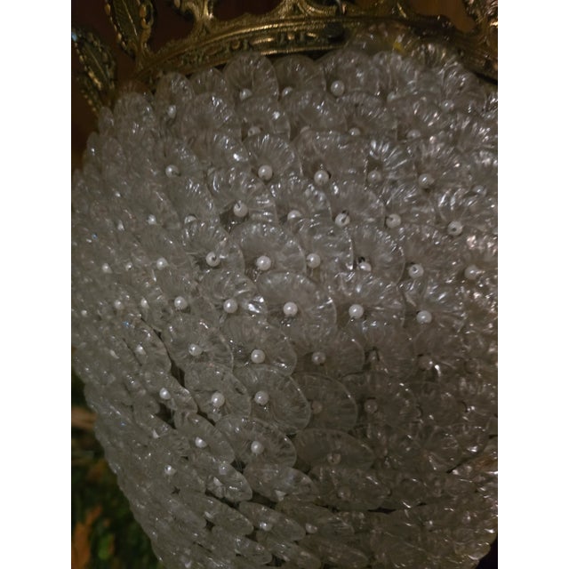 Vintage Mid Century Bagues Style Pearl Jeweled Chandelier For Sale - Image 9 of 12