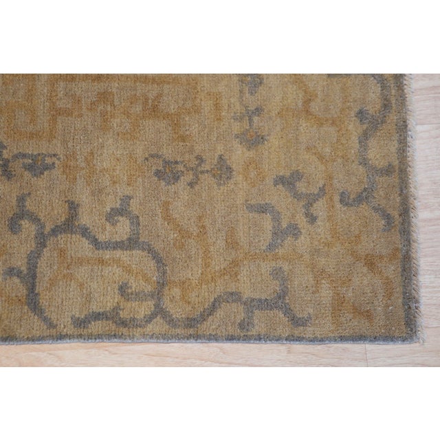 6x9 Gold Distressed Allover Hand-Knotted Wool Rug For Sale - Image 4 of 4