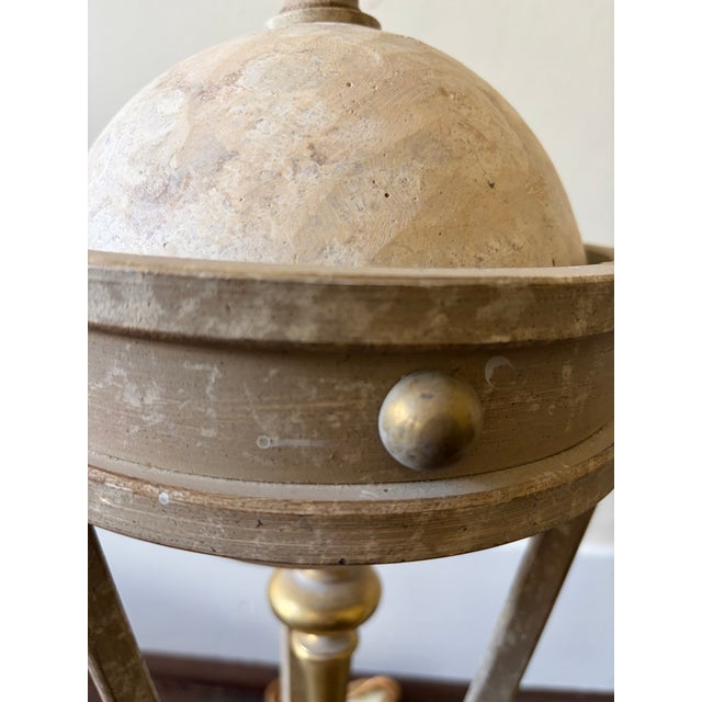 Pair of Neoclassical Travertine, Cast Iron & Brass Sculptural Lamps, Attributed to Michael Taylor For Sale - Image 12 of 17