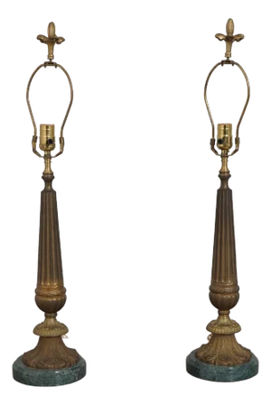 Pair of 1960s French Style Marble Base Table Lamps