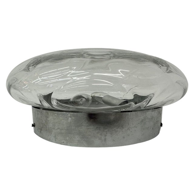 Mid-Century Glass Ceiling / Wall Lamp, 1970s For Sale