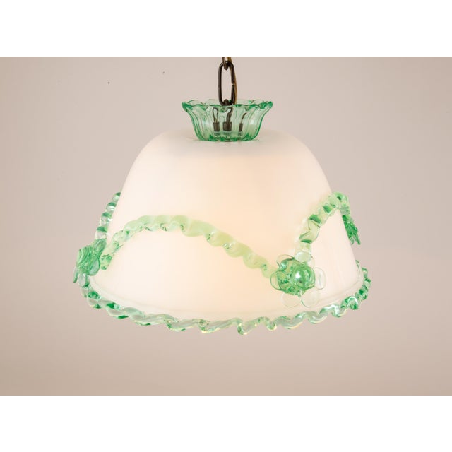 Antique Murano Glass Pendant Light Arsenic Jade Light Green Opaline For Sale - Image 14 of 14