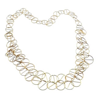 1990s Hermes Caleche Extra Long or Layered Circle Link Yellow Gold Chain Necklace For Sale